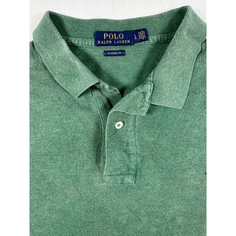 Polo Ralph Lauren Classic Fit Polo Shirt L Green Heather Pony Logo Men